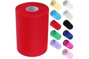 MCHODARE Tulle,Rotolo Matrimonio di Tulle 6 inch x 100 Yard Bobina Tulle per Avvolgere,Tulle Bianco Rotolo Nastro Tulle Rotolo di Stoffa di Tulle Bobina di Tulle ((C17 Big Red))