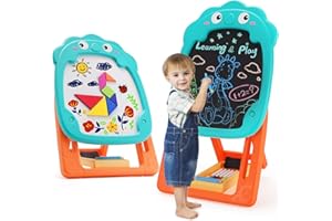 maysida Caballete para Niños, Caballete de Arte de Doble Cara para Niños Pequeños, Juguetes Infantiles con Pizarra de Dibujo Magnética, Altura Ajustable, Pizarra de Borrado en Seco y Pizarra Blanca