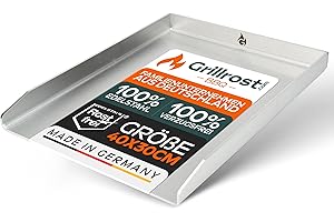 Grillrost.com Das Original Edelstahl Grillplatte | Plancha 40x30cm - Universalgröße | 4mm Massiv - Made in Germany