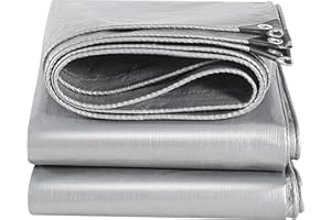 ‎QHAIYYBF Plane Wasserdicht,Abdeckplane Wasserdicht LKW Plane mit Ösen 1x2m 160g/m² Tarp Abdeckplane Gewebeplane Schutzplane Zeltplane,für Camping Garten LKW Anhängerplane,Silber