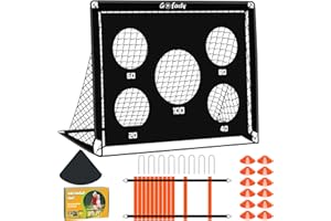 Gofady Juego de porterías de fútbol infantiles para jardín, portería de fútbol plegable con pared + 12 conos + escalera de agilidad + 8 clavos en forma de U, juego de entrenamiento de fútbol para
