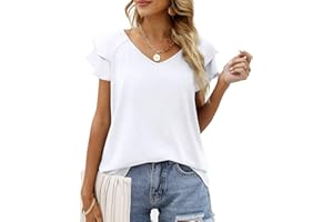 Zetieny Damska koszulka z dekoltem w szpic, podstawowy top z krótkim rękawem, letnia koszula na co dzień