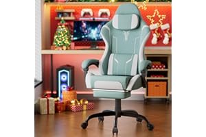 Soontrans Silla Gaming con Masaje Lumbar Silla Gamer con Reposapiés Retráctil y Cojín Sillas Gaming Respaldos Inclinables hasta 135 Grados Capacidad de Carga de 150 kg (Verde)