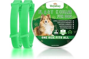 Woyamay Collare Antiparassitario per Cani, Luminoso Collare Antipulci Cane, 8 Mesi di Protezione, Regolabile Resistente All'acqua Collari Antiparassitari per Cani Per Tutte Le Taglie Verde, 2 Pezzi