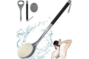 BTIDEAS Back Scrubber Anti Slip for Shower, Detachable Back Bath Brush for Shower, Back Scrubber, Exfoliation and Improved Skin Health for Elderly with Limited Arm Movement, Disabled (Grey)