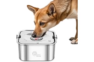 HAPPY HACHI Gamelle Anti-Éclaboussures pour Chien 3L，Acier Inoxydable 304 Gamelle Eau Chien Anti Renversement ，Hydratez Votre Animal, Argenté