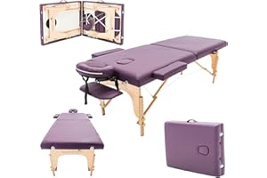 Massage Imperial® Charbury Extra Wide Massage Table - Width 70cm - 2-Section Massage Bed - Reiki End Panel & Carry Bag - 13 Kg (Purple)