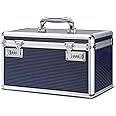 HEWEI WORKS Lockable Medication Box with Portable Storage Case, 36.1x18.3x20.8cm, Childproof Medicine Lock Organizer, Locking Box for Money, Documents & Meds (Blue/Large)