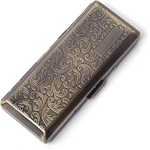 Portasigarette In Pelle E Metallo Con Chiusura Magnetica – Contiene 10 Sigarette (Marrone) - 3