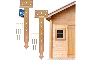 KOTARBAU Kreuzgehänge 300 mm 2 Stück Ladenband Türband Torscharnier Werfgehänge Scharnier Baubeschlag Gartentorband Gartentorfalle Verzinkt Gold