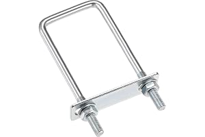 sourcing map Fyrkantiga U-bultar 2 tum (50 mm) inre bredd 150 mm längd kolstål M8 med muttrar, ramplatta, runda brickor
