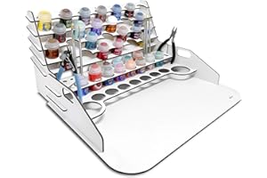 Silu- Model Paints Organiser with Small Workbench for Citadel Paints, with Brushes and Tools Holder, for Painting W40K and Miniatures