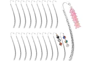 Dimeho Lot de 20 marque-pages en métal argenté vieilli sculpté - Marque-page vintage en relief - Marqueurs de page de lecture - Pendentifs en épingle à cheveux - Accessoires pour la fabrication de