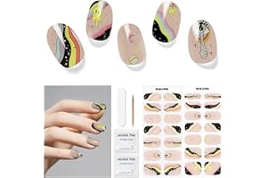DUKASOU Unghie Gel Adesive UV - 28 Pcs Smalto Adesivo per Unghie Adesivi Unghie Gel Nail Stickers Full Wraps Lampada LED Adesivi per Unghie in Gel Curati Con Lima per Unghie e Stick per Donne Ragazze