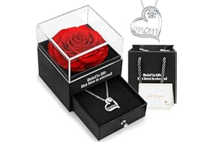 Hnustbo Wieczna róża z biżuterią, prezent na Dzień Matki, prezent świąteczny dla mamy, prezent na urodziny, prezenty świąteczne dla kobiet, pomysły na prezenty świąteczne dla kobiet