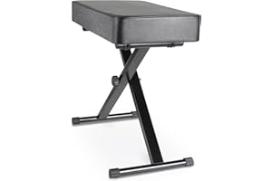 MAMIZO Tabouret Piano Reglable en Hauteur 50-52-54-56CM, Banc Piano avec Coussin en PU de 8CM, Banquette Piano Pliable, Siege Piano en Forme de X, Chaise Piano Tabouret de Piano Capacité Portante 100KG, Noir