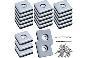 TXERFOLG 20 Pièces Patins en Téflon à Visser Ø 30mm Patins de Meubles Carré avec 20 vis en Acier Inoxydable 2 forets PTFE Patins Glisseurs pour Meubles pour Protection Efficace de Vos Meubles chaises sols