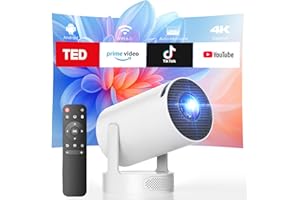 ‎CAMWORLD Mini Beamer mit Lautsprecher, Projector unterstützen 1080P 4K, Auto Keystone WiFi6 Tragbarer Beamers Projector, Bluetooth 5.0 220° Rotation Smart Beamers, Kurzdistanz Beamer für Heimkino Outdoor Handy
