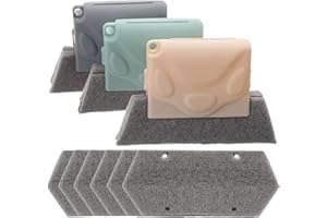 BUSTLWOR 3 Stück Kreative Rillenreinigungsbürste, Fensterreinigungsbürste, Rillenreinigungsbürste, mit 6 Ersatzreinigungstüchern, für Saubere Fensternuten, Türnähte, Spülen und Ecken