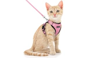 Dooradar Katzengeschirr mit Leine Ausbruchsicher, Katzenleine mit Geschirr für Katzen Mittelgroße, Reflektierend, Katzengeschirr Große Katze, XS, Rosa