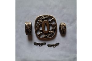 BOYU BOHIHYU JAPANESE SAMURAI SWORD KOSHIRAE–TSUBA FUCHI KASHIRA MENUKI Antique Copper 01-20