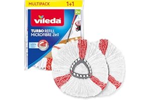 Vileda Recharge Turbo 2en1, Microfibres Rouges et Blanches - Sachet Contenant 2 recharges