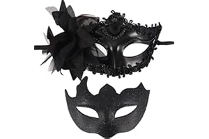 wugongshan 8 Pcs Masquerade Masks for Women, Black Lace Venetian Mascarade Ball Masks for Couples, Mardi Gras Prom Masks for Women Mens for ​Masquerade Venetian Carnival Party Dress Halloween Masks