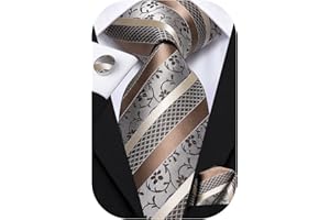 Hi-Tie Herren Krawatte Schwarz Paisley/Plaid/Streifen/Einfarbig Krawatten Set Einstecktuch Manschettenknöpfe Business Formal Hochzeit Meeting Geschenkbox in verschiedenen Farben