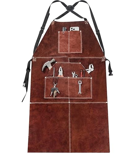 Lasschort splitleder - Lava Brown 107x80cm p/st