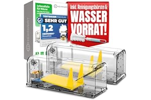 Heimwert Lebendfalle Maus Mausefalle 2erSet - mit Wasser Speicher + Köderbox + Ventilationsöffnungen - Mäuse Lebendfalle mit Quick Release Ausgang ohne Mäuse Kontakt I Mausefallen Lebendfallen Set