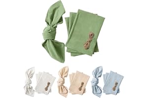 EMBHLITFE 6 servilletas de tela hechas a mano, 100 % algodón y lino, 45 x 45 cm, reutilizables, suaves, cómodas, para bodas, fiestas, cenas, Navidad, uso diario (verde)