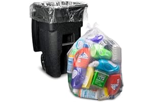 HOMEY MART 60 x Clear Recycling Bags 100 Litres Capacity Bin Liners Large Refuse Sacks Transparent Recycling Sacks