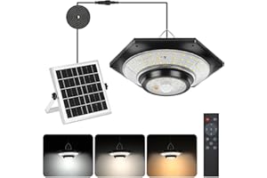 ENCOFT Solar Pendant Light with Motion Sensor 228 LED Solar Lights for Outdoor Hanging 3 Colour Temperature Solar Lamp Indoor with Remote Control 5 Modes Solar Pendant Lights Outdoor IP65 Waterproof