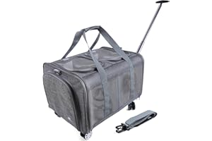 Furryilla Expandable Soft-Sided Pet Carrier on Wheels for 2 Cats/Dogs, Large Double Cat Carrier for Veterinary Visits/Hiking/Camping