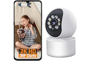 Jiltlu Telecamera WiFi Interno 2K 3.0MP 360 Gradi Videocamera Sorveglianza,2.4G con Tracciamento del Movimento con Sirena,con Rilevamento Umano,Audio Bidirezionale-KW003