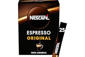 NESCAFE Nescafé Espresso AZERA Original, Café Soluble, Pack de 25 Sticks - Lot de 4 (L'emballage peut varier)