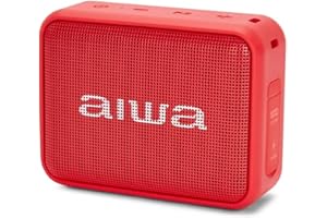 Aiwa BS-200RD: Altavoz Inalámbrico Portátil Bluetooth, True Wireless Stereo, Impermeable. Color: Rojo