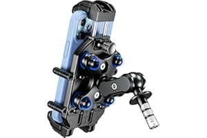 BRCOVAN Motorrad Gabelvorbau Handyhalterung mit Vibrationsdämpfer und Hochgeschwindigkeits-Sicherheitsschloss, Diebstahlsichere Motorrad Handyhalter Verstellbar für 5,4-7,2 Zoll Smartphones