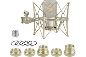 Geekria for Creators Microphone Shock Mount Compatible avec Neumann TLM 103, TLM 102, U 87 Ai, Mic Anti-Vibration Suspension Adapter Clamp Mic Holder Clip (Champagne/Metal)