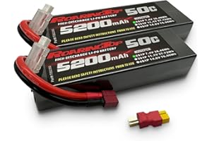 RoaringTop 7.4V 50C 5200mAh 2S RC Lipo Battery with Deans Connector and XT60 for RC Car Truck Truggy Boat(2 Packs)