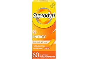 Multivitaminas, Supradyn Energy, 60 comprimidos, 2 Meses de Suministro, Complejo Vitaminico completo, Vitamina B12, B6, Coenzima q10, Sin Gluten y Sin Lactosa, Multivitaminico para hombres y mujeres