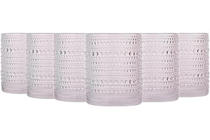 TRESV Set de 6 Vasos Colores o Transparente, Vaso de Cristal agua de 350 ml, Vaso de Agua y Bebidas, Aptos para Lavavajillas (Transparente)