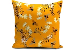 HUASHUZI Fundas Cojines 40 x 40 cm Amarillo Abeja Cojines Sofa Decorativos Salon Regalo Mujer Funda cojin almofadas Dormitorio Decoracion hogar