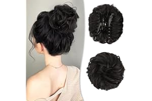 BARSDAR Claw Clip Messy Bun Hairpiece, Clip in Hair Scrunchies Curly Synthetic Hair Bun Extensions for Women Ponytail Updo Hair Donut Chignon