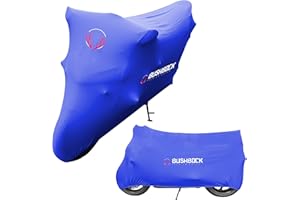 BUSHBOCK PREMIUM COVER BUSHBOCK Premium Tarpaulin BUSHBOCK® Premium Tarpaulin Telo per motocicletta per interni Protezione antipolvere Tessuto elastico in velluto traspirante (XL-XXL, Blu)