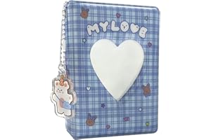 runrayay 3 Pulgadas Carpeta de Fotos KPOP Photocard, Cuadros Azules KPOP Photocard Holder Book, Carpeta de Tarjetas con 40 Bolsillos