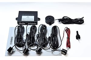 CISBO 18mm Detachable Rear Reverse Parking Sensor 4 Sensors Kit Audio Buzzer Kit (Metal Grey)