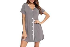 Vlazom Damska koszula nocna, piżama, letnia bielizna nocna, odzież ciążowa, damska koszula nocna z zapięciem na guziki