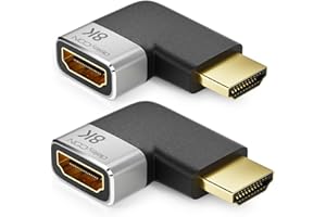 deleyCON 2 Sztuki Złączy Adaptera HDMI 8K@60Hz / 4K@120Hz UHD 7680x4320 Aluminium HDMI 2.1 ARC HDR10+ Dolby Vision VRR ALLM 48 Gb/s Lewy Kątowy Szary Czarny