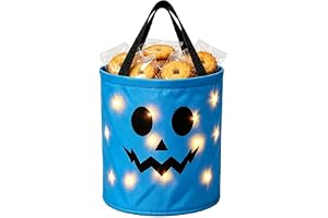 Uozonit Halloween lyser godiskhinkar, bus eller godispåsar | Batteridriven Halloween godishink, gotiskt bus eller godis hink för barn vuxna inomhus utomhus hem entré mante